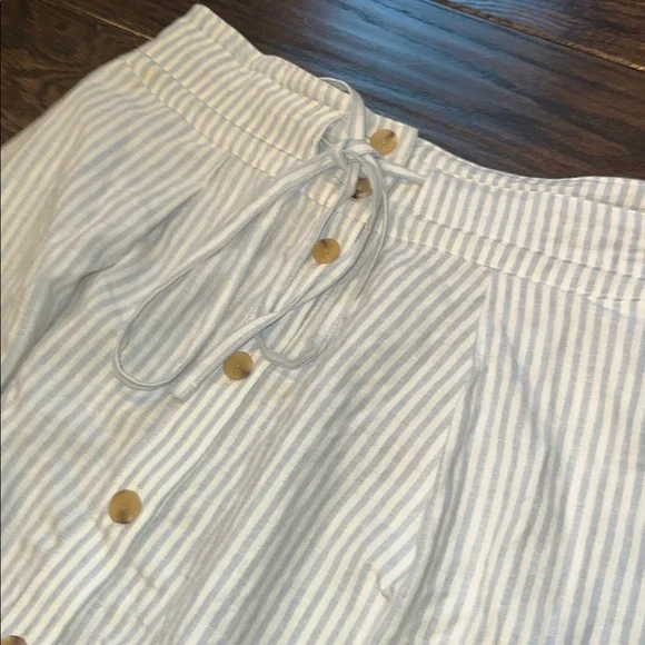 a new day blue Striped A-Line Skirt linen blend size medium - Picture 3 of 6